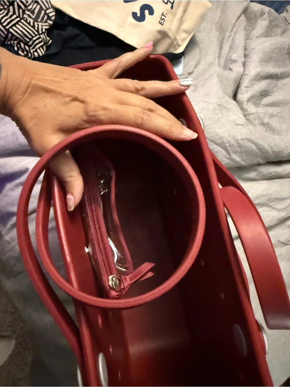 BOGG BAG Red Perforated Tote (Medium Bag)